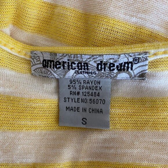 American Dream Yellow Tank Top Raceback Top SZ S - Picture 8 of 10